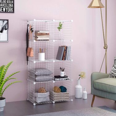 C&AHOME Wire Cube Storage, 6 - Metal Cube Organizer with C-Grid, Modular Shelf Units, Storage Shelf Racks, Closet Organizer, 93.5 in L x 31.8 in W x 93.5 in H, (8 Cubes, White)