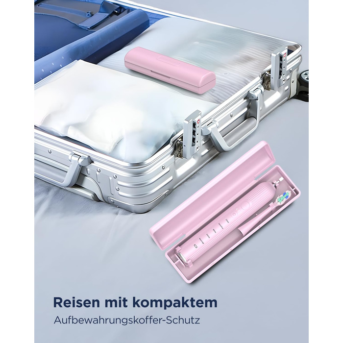 Електрична звукова зубна щітка для дорослих та дітей, 5 режимів чищення, 3 рівні інтенсивності, таймер, 8 насадок, чохол для подорожей, чорний (1 шт.)