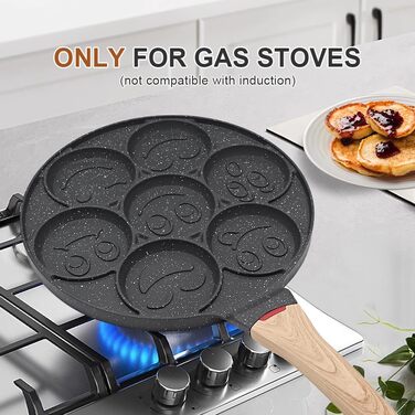 Пательня для млинців Smiley 7 отворів 26 см, антипригарна, для газової плити, чорна