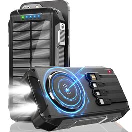 Портативний зарядний акумулятор Solar Powerbank 26800mAh з MagSafe, 30W USB-C, бездротовий заряд 15W, LED, ліхтарик, чорний