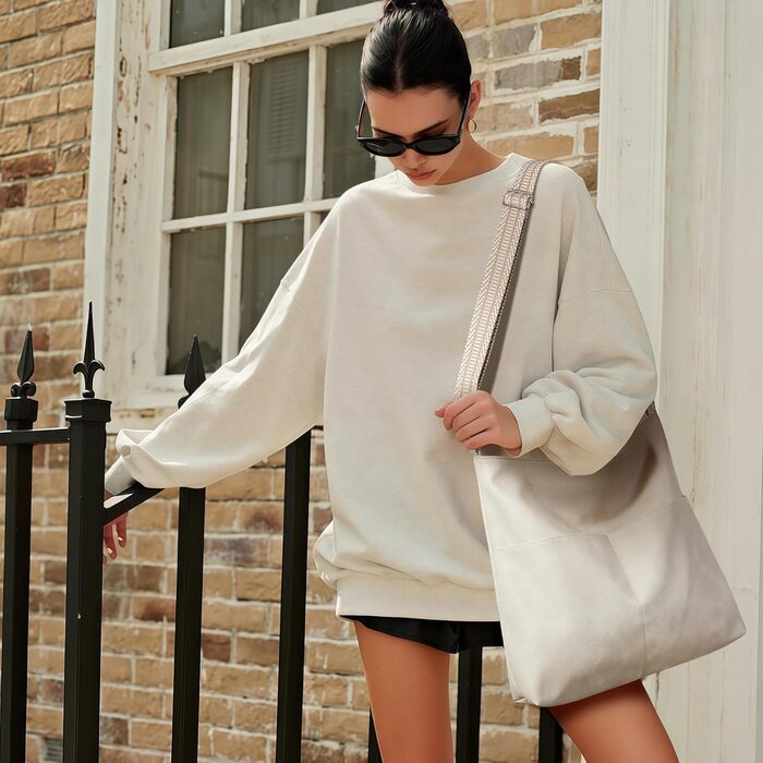 Сумка Kalidi Shopper для жінок, велика сумка-тоут, екошкіра, бежева. Для коледжу, школи, роботи, подорожей, шопінгу