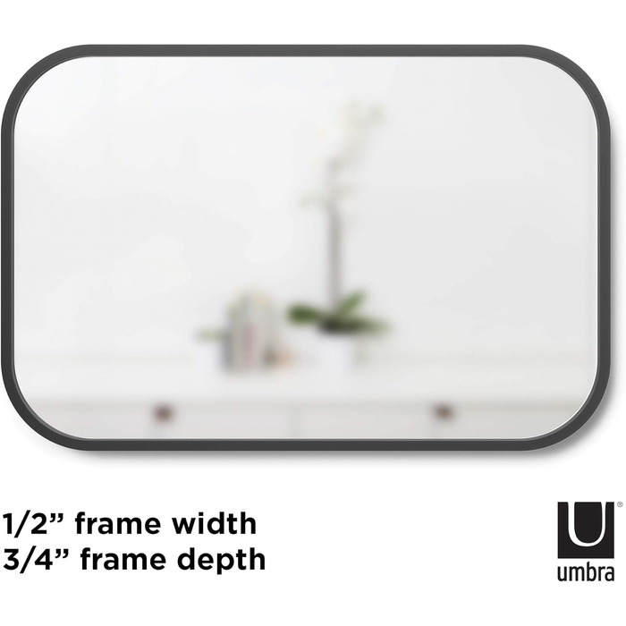 Дзеркало настінне Umbra Hub, 61 см, чорне – для передпокою, ванної кімнати, вітальні