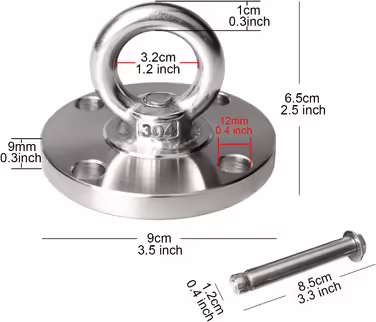 TSSS Heavy-Duty Ceiling Hook for Hammock, 500 kg Load Capacity, 304 Stainless Steel, Fixing Hook, Hanging Chair, Punching Bag Holder with Anchor Bolt