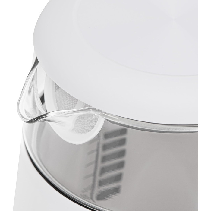 Електричний чайник Adler з регулюванням температури 2200W, 1.7L з LED-дисплеєм та сенсорною панеллю, 5 температурних програм, функцією підтримання тепла, з фільтром (Білий, Сріблястий)