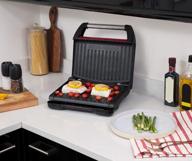 George Foreman Family Size Contact Grill & Panini Press - 24x17cm (3 Portions) - Red Steel