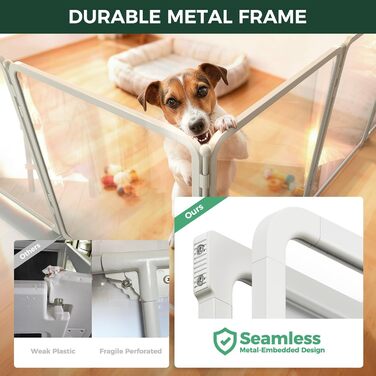FXW Pawadise: Металевий вольєр для собак з акрилу та металевої сітки, 61 см, 8 панелей, білий, для цуценят та маленьких собак