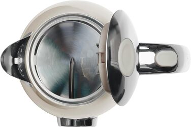 Електричний чайник Retro Style Nostalgia 1.7 л, 1850-2200 Вт, кремовий, з LED-дисплеєм температури та рівня води, бездротовий, автоматичне вимкнення, нержавіюча сталь