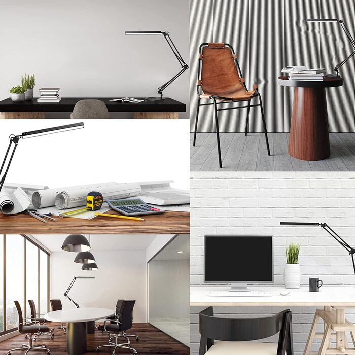 SKYLEO Dimmable Desk Lamp with Clip - Eye Protection LED Task Lamp - 3 Modes & 10 Brightness Levels - Black