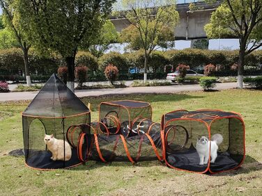 Туннель-намет 2-в-1 для котів та собак, складаний, для вулиці, Pop-Up вольєр для домашніх тварин, огорожа, будиночок (Стиль 5)