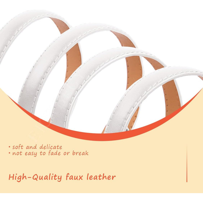 Жіночі шкіряні ремені (2 шт.) - тонкі, з золотою пряжкою для суконь та пальто (чорний+білий)