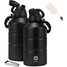 Fjbottle Stainless Steel Water Bottle 1900ML with Magnetic Lid, BPA FREE, Leak-Proof, Double-Walled Thermo Metal Bottle - Suitable for Carbonated Drinks, Sports Water Bottle for University, Fitness, Camping, Outdoor (Black Thermo)