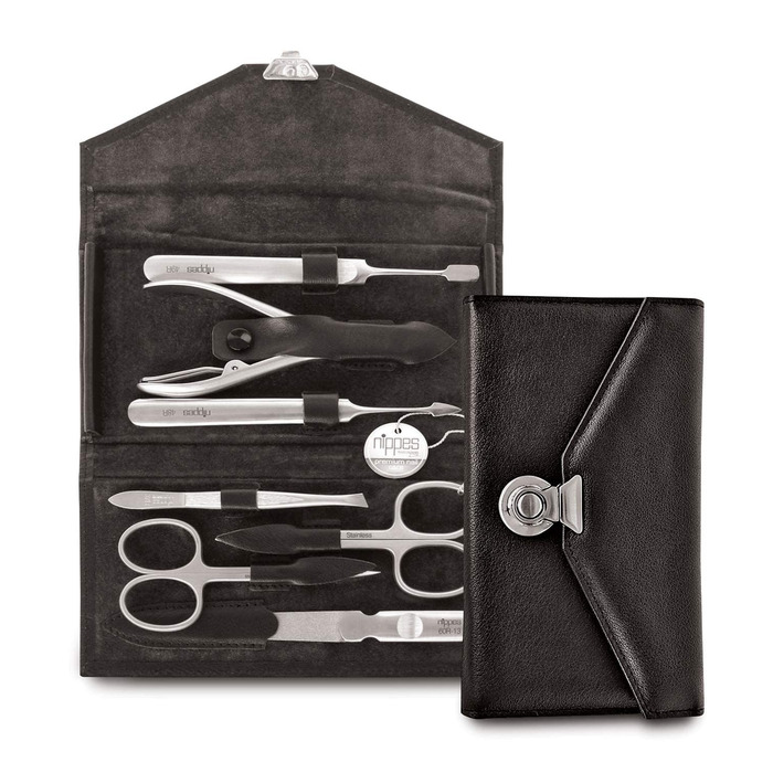 Набір для манікюру Nippes Solingen Locks, 7 предметів, нержавіюча сталь, шкіряний етиуі, Made in Germany