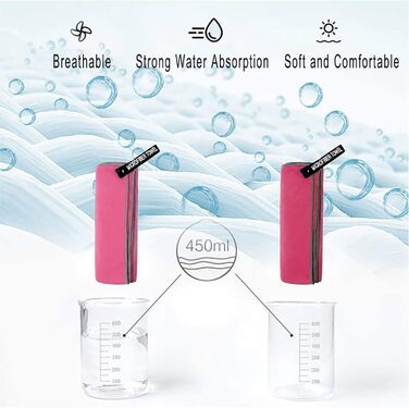 Мікрофібровий рушник для пляжу та спорту, комплект 2 шт (180x80cm + 80x40cm), рожевий