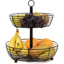 Стійка для фруктів Auroni Infinite 2 яруси, чорний матовий, діаметр 29 см, висота 33 см