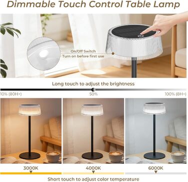 Світлодіодний акумуляторний настільний світильник Lacasa Solar 2 шт, димується, водонепроникний IP67, для дому, саду, спальні