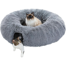 PAWZ Road Plush Cat Tunnel for Indoor Cats, Multifunctional Cat Toy Grey