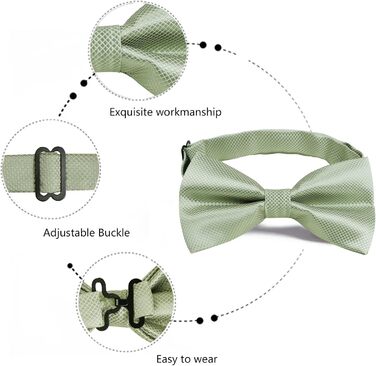 Набір краватка-метелик, запонки та хустинка Alizeal для чоловіків (054-Salbeigrün)