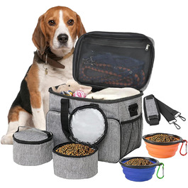 Трансформер для собак: сумка-переноска для подорожей з місткими кишенями, зручним ременем та двома складеними мисками. Ідеально для собак та котів.