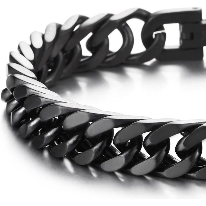 Чоловічий браслет-панцер з нержавіючої сталі COOLSTEELANDBEYOND, сатиновий, чорний колір
