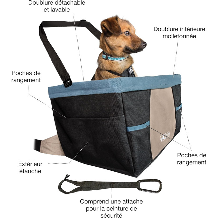 Автокрісло для собак Kurgo Rover, чорно-синій, до 9 кг, з автогуртком