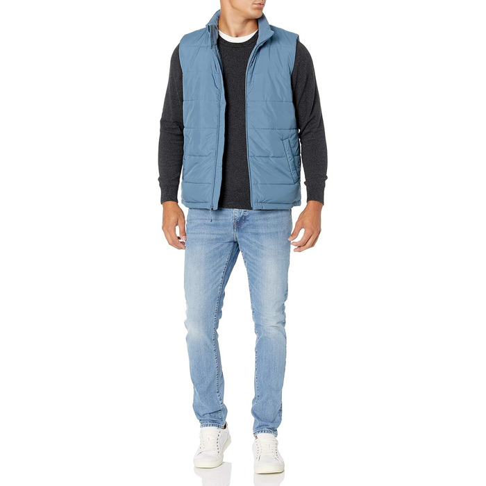 Чоловіча жилетка Amazon Essentials з утеплювачем та флісовою підкладкою (L, світло-блакитна)