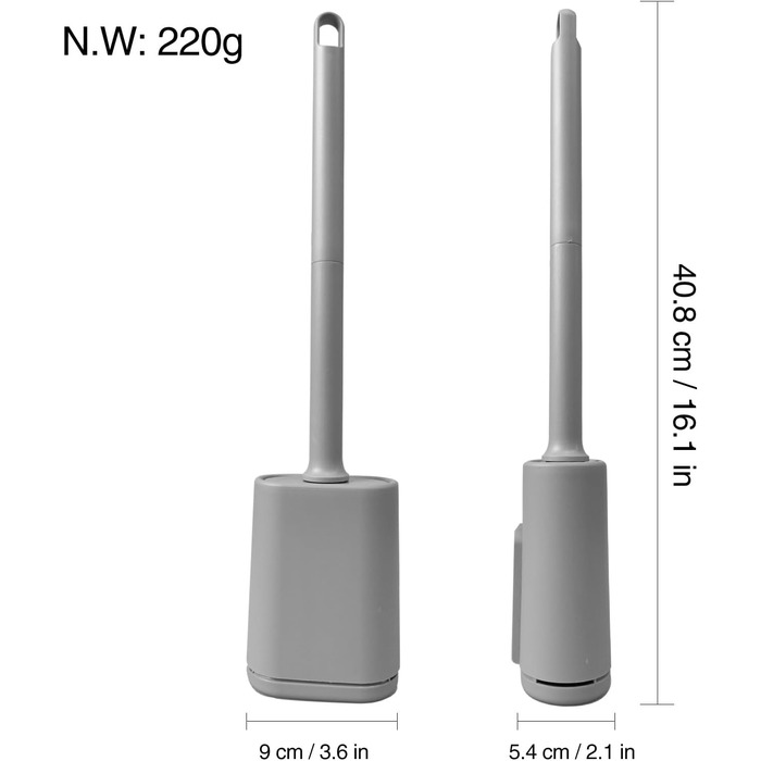 Силіконова щітка для унітазу Klobürste сірого кольору з кріпленням на стіну без свердління, швидковисихаючий тримач, настінний комплект