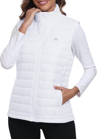 oFiz Steppweste Daen Leicht Weste Daunenweste Daen Ärellos: Легка степкова жилетка oFiz для туризму та подорожей (білий, L)