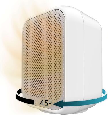 Керамічний обігрівач Cecotec Ready Warm 6100 з обертанням. Керамічний нагрівач з коливанням, режими тепла та холодного повітря, 3 режими роботи, регульований термостат, захист від перекидання, 20 м², білий, 1500 Вт