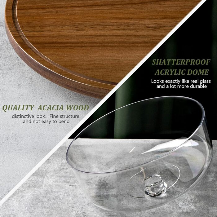 Тортене плата ANBOXIT з підставкою, тортовий стійка з кришкою, плата для тортів з акриловим покриттям, дерев'яна тортене плата з кришкою, акрилова кришка, обертова