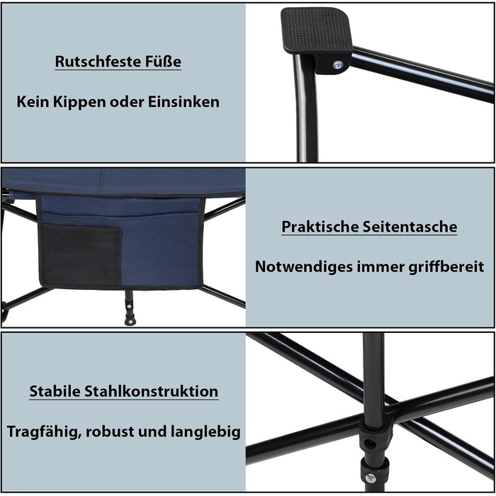 Надувне ліжко для кемпінгу Alpidex - розкладне, блакитне, до 200 кг, з кишенею, м'яке, для відпочинку на природі та вдома