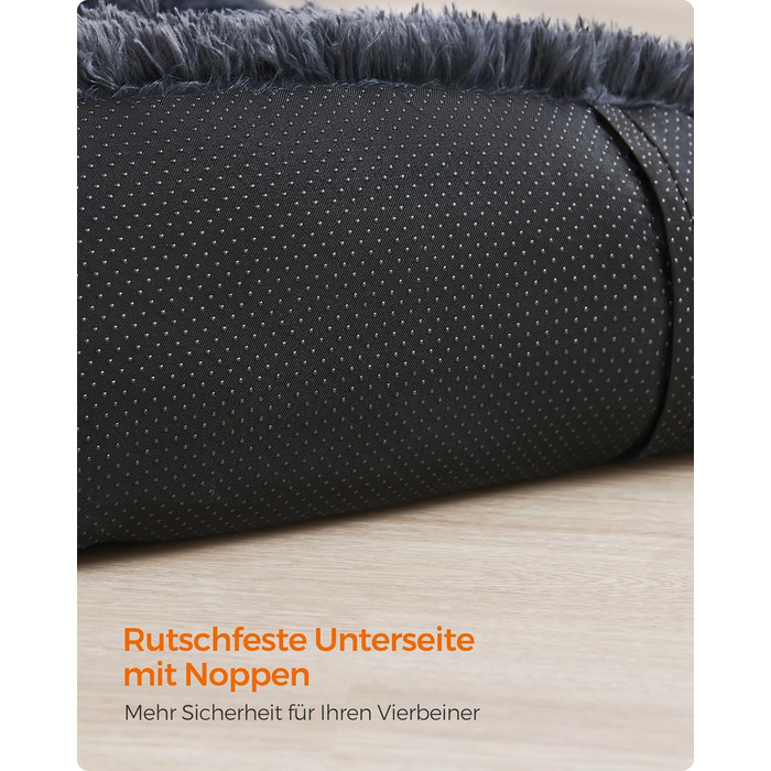 Feandrea FluffyHug Dog Bed, Plush, Dog Blanket Sofa, Sofa Protector Dog, Dog Cushion, Size M, for small and medium-sized dogs, 80 x 75 x 16 cm, dark grey PGW221G02