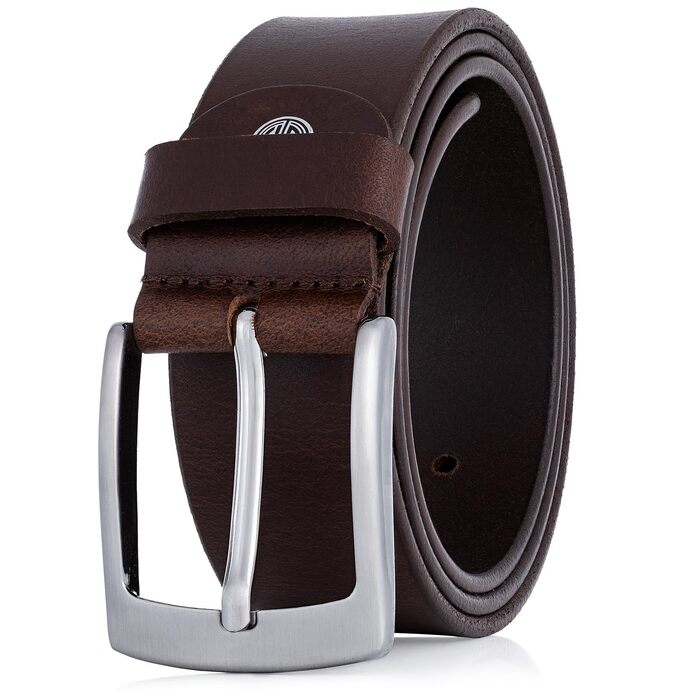 Чоловічий шкіряний ремінь Lindenmann з натуральної шкіри буйвола, ширина 40 мм, регульований, коричневий, розмір XL (довжина 110 см, ширина пояса 95 см)