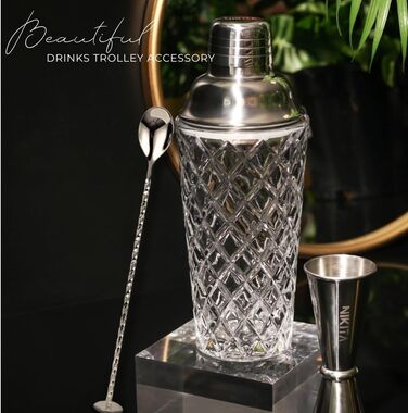 Набір шейкерів для коктейлів зі ситом, набір для мартіні, 5 шт., 450 мл, мірний стаканчик та барна ложка зі штовхачем, подарункова коробка (срібло)