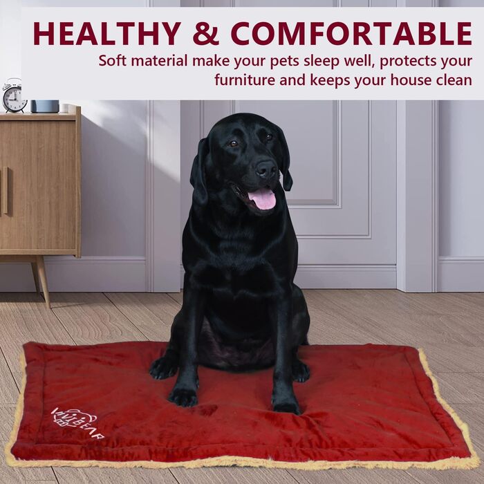 Килимок для собак Comfy, великі породи - миючий, плюшевий, стильний, 110x70 см, червоний