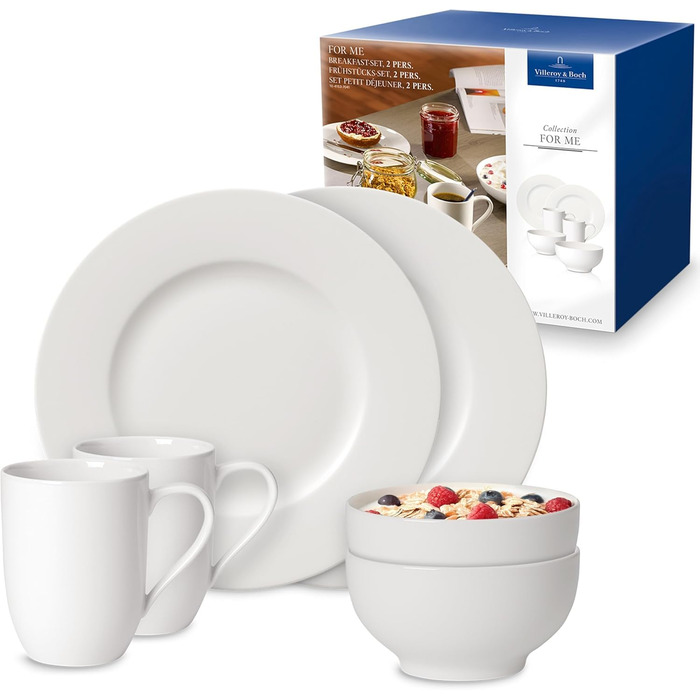 Villeroy & Boch For Me Кружка 2 шт 290 мл Біла, для кави та чаю, Преміум фарфор, Посуд для двох, Підходить для мікрохвильовки та посудомийної машини