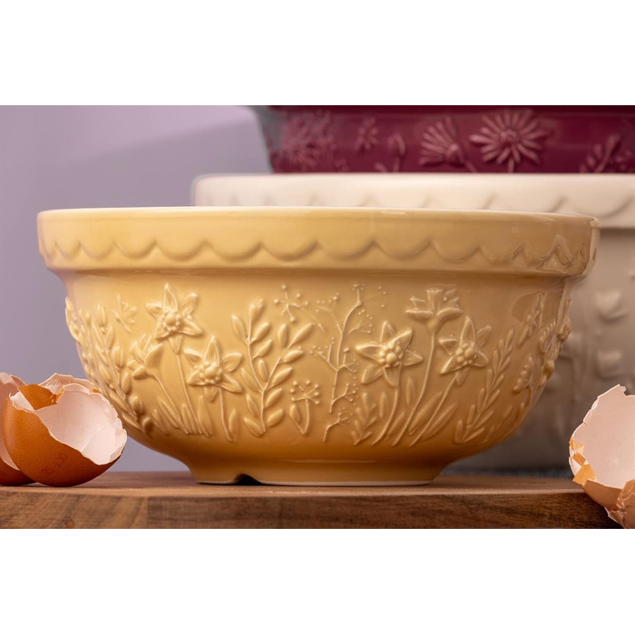 Mason Cash Stoneware Mixing Bowl 21 cm | Daffodil | 2 L | Dough bowl for bread dough, cake dough or pizza dough | made of high-quality, chip-resistant stoneware | large dough bowl