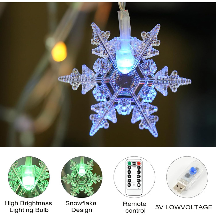 Льоново-світловий гірлянда AUAUY на Різдво: 6м, 40 LED, 2 режими, вологостійка, для дому та саду