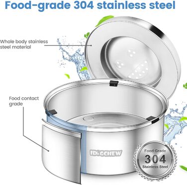 Миска для собак без облизування, нержавіюча сталь, протиковзаюча, витокостійка, легко миється, 3L, срібна