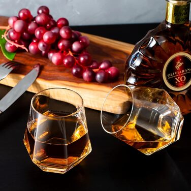 Набір склянок для віскі Hanobe: 2 шт., геометрія, кристалл, 300 мл, Old Fashioned