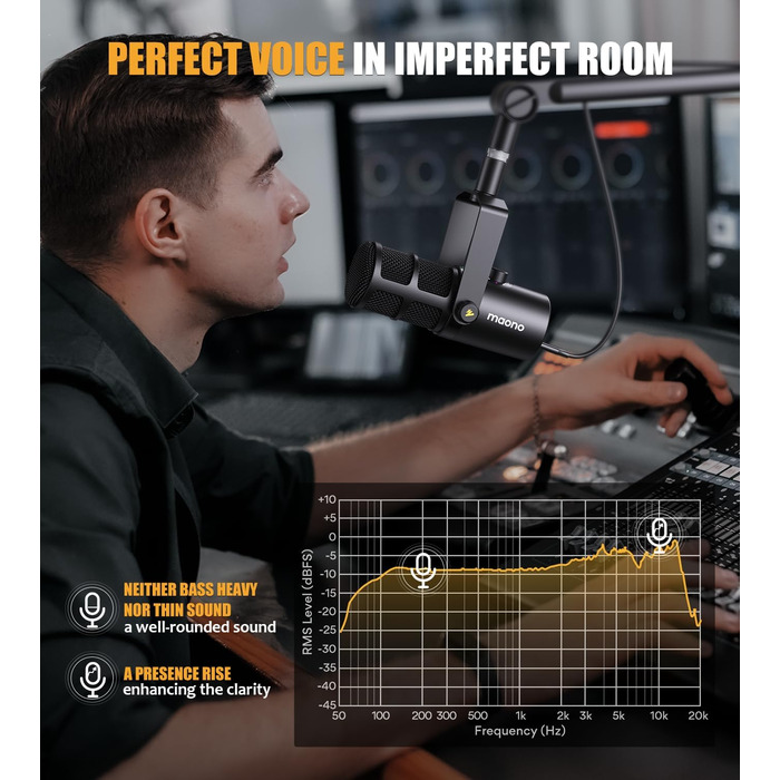 MAONO PD400X: USB/XLR мікрофон для подкастів, студії, стрімінгу та геймінгу з регулюванням гучності та функцією Mute
