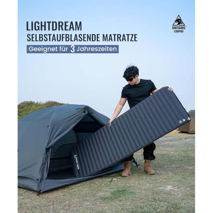 Килимок туристичний OneTigris LIGHTDREAM самонадувний, 5 см, для кемпінгу, трекінгу, автопоїздок (R-значення 4,5)