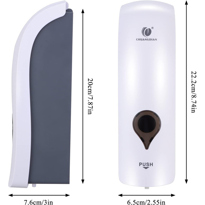 Настінний дозатор для мила без свердління, 300 мл. Підходить для мила, шампуню, дезінфікуючого засобу, миючого засобу. Чорний/Білий/Золотий (Білий)