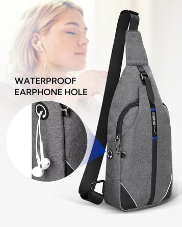 Сумка через плече WATERFLY Anti-Diebstahl для жінок та чоловіків, сіра (M)