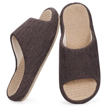 Тапочки жіночі Eagsouni з льону, комфортні, з піною пам'яті, антиковзкі, для дому, теплі, колір коричневий (39/40 EU)