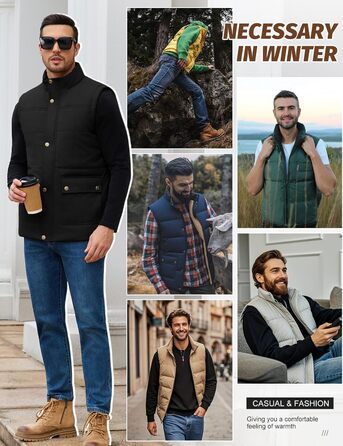 Чоловіча зимова жилетка Xnova з термопідкладкою Sherpa: тепла флісова жилетка, без рукавів, для полювання, роботи та активного відпочинку. Чорний колір, розмір M