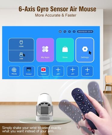 Проектор 4K Mini Android 11.0 5G WiFi 6 BT 5.0 з автокоррекцією трапецеїдальних спотворень та динаміком 5W. Підтримка 4K, 1080P Full HD, WiFi 6, Bluetooth 5.0, Android 11.0.