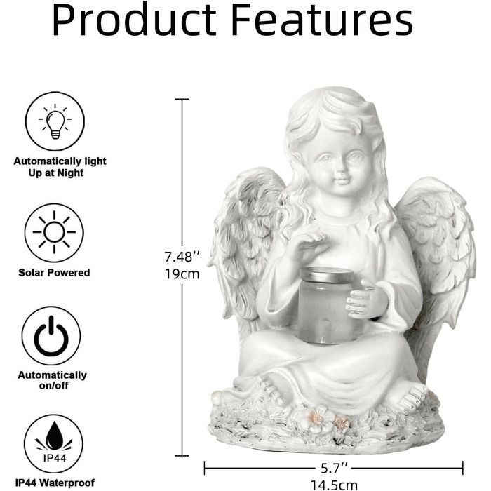 Tuzsocr Angel Garden Figurines Solar Stake Lights for Outdoors, Weatherproof Grave Decorations for Cemetery Outdoor Garden Decor