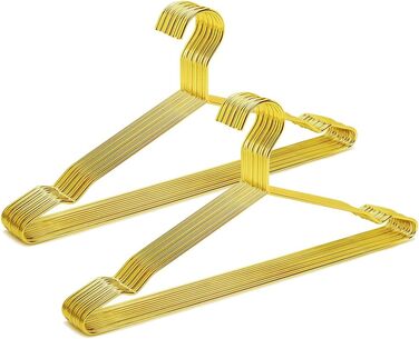 Amber Home 20-Piece 43cm Gold Iron Clothes Hangers, Metal Clothes Hangers with Non-Slip Groove for Suit, T-Shirt, Shirt, Jacket, Dress, Pants, Robust and Durable