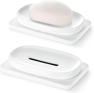 Підставка для мила Shinowa з подвійним шаром та знімним контейнером для води, білий мармур (порожнистий)