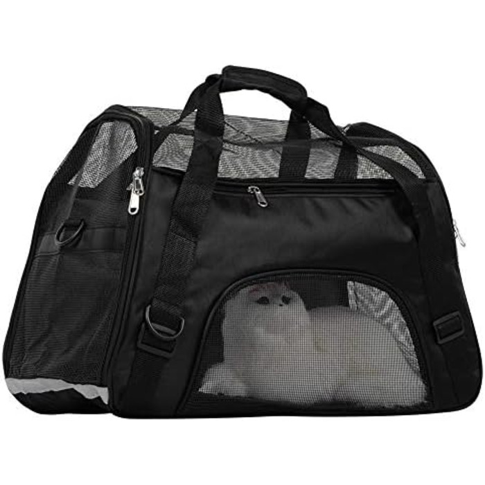 Транспортна сумка для собак і котів, складна переноска для тварин, чорна (L)